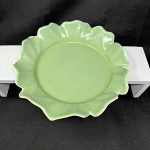 VTG Poppy Trail By Metlox USA Deco Bowl Dish Tray Fluted #736 Green Jade 50s 60s